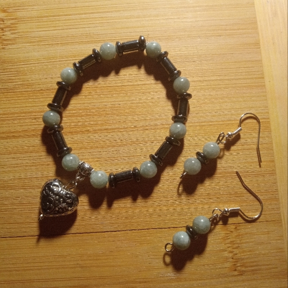 Hand Crafted Beaded Bracelet with Heart Charm